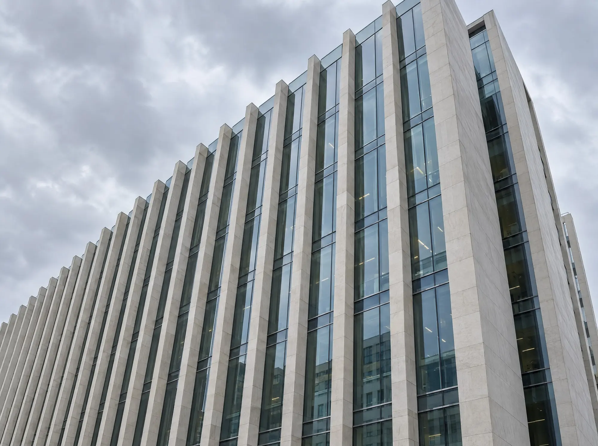 Glass and stone facade