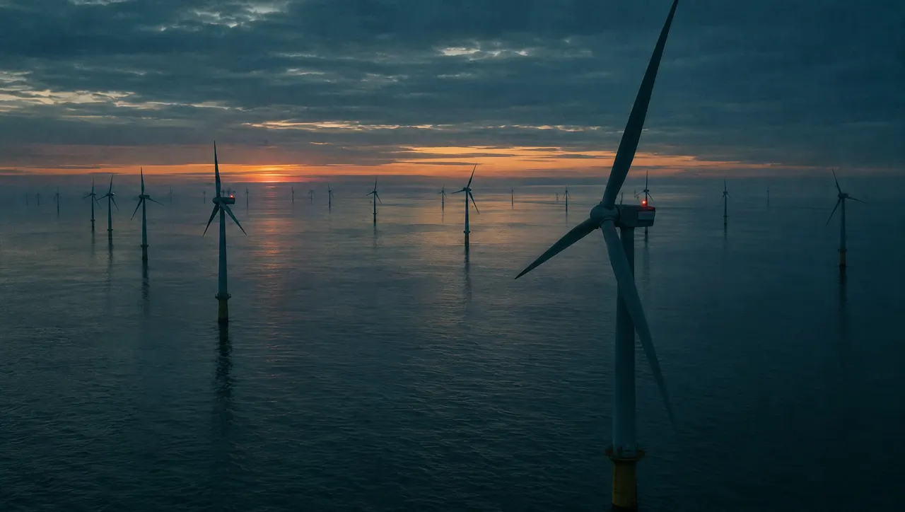 Offshore wind farm at dusk
